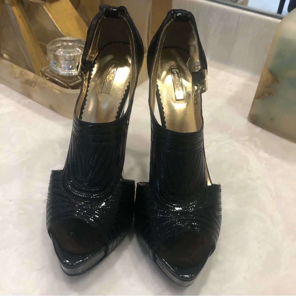 Report Signature black patent peep toe sandals, elegant! Size 8.5. - Picture 5 of 16